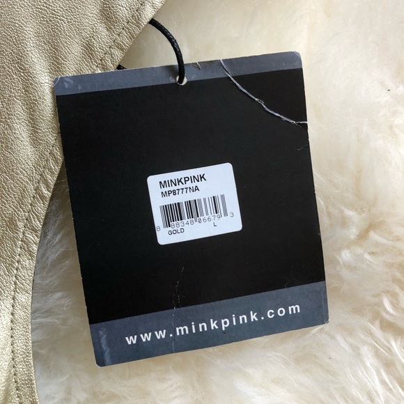 MinkPink Gold Sleeveless Exposed Zip Shift Dress L - Picture 4 of 6